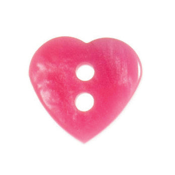 2 Hole Love Heart Button - 12mm - Pink