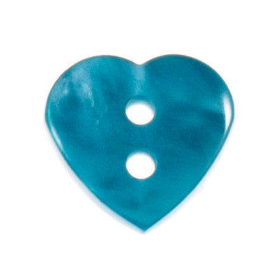 2 Hole Love Heart Button - 15mm - Aqua [LC36.8]