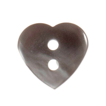 2 Hole Love Heart Button - 15mm - Grey
