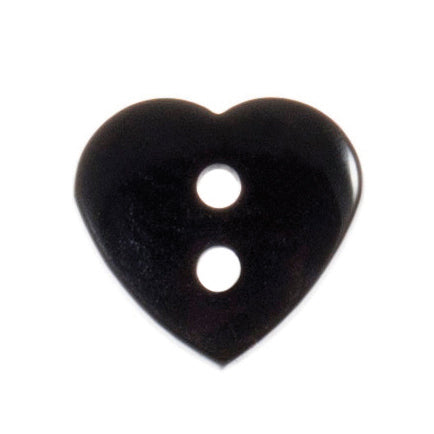 2 Hole Love Heart Button - 15mm - Black [LC37.1]