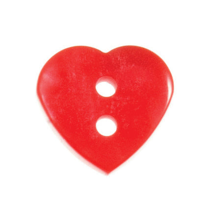2 Hole Love Heart Button - 15mm - Red LC37.2]