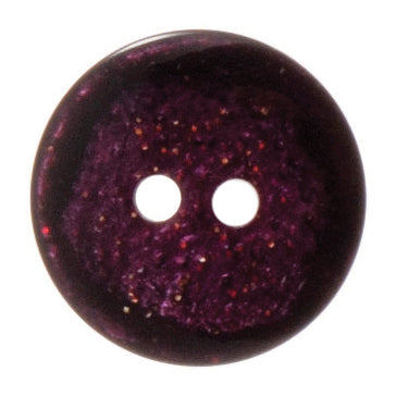 2 Hole Dark Glitter Button - 15mm - Burgundy