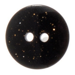 2 Hole Dark Glitter Button - 15mm - Black