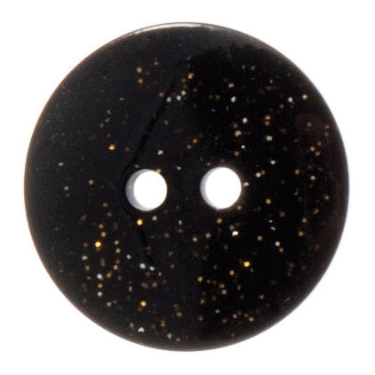 2 Hole Dark Glitter Button - 20mm - Black