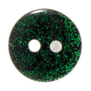 2 Hole Shiny Glitter Button - 12mm - Green