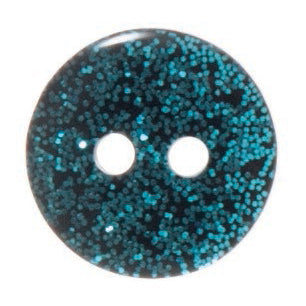2 Hole Shiny Glitter Button - 12mm - Aqua [LE38.2]