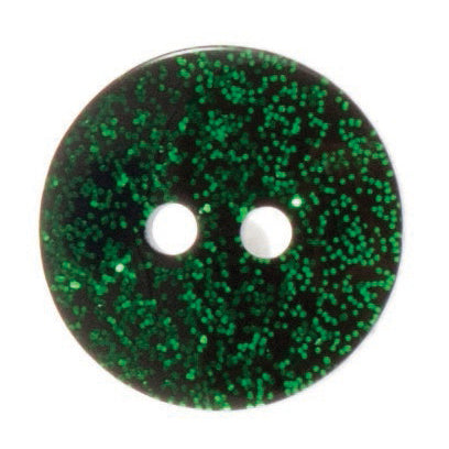 2 Hole Shiny Glitter Button - 18mm - Green [LC1.8]