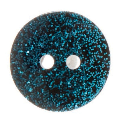 2 Hole Shiny Glitter Button - 18mm - Aqua [LC4.7]
