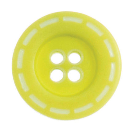 4 Hole Stitched Design Button - 18mm - Green/Yellow [LC18.6]
