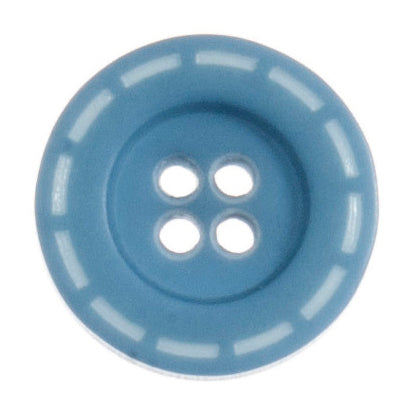 4 Hole Stitched Design Button - 18mm - Aqua Blue [LC11.5]