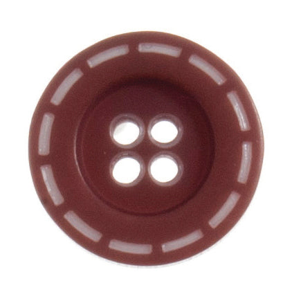 4 Hole Stitched Design Button - 18mm - Brown [LC7.6]