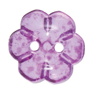 Transparent 2 Hole Flower Button - 12mm - Dark Purple [LC6.7]