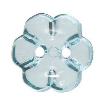 Transparent 2 Hole Flower Button - 12mm - Aqua Blue [LC10.4]
