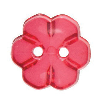 Transparent 2 Hole Flower Button - 12mm - Red