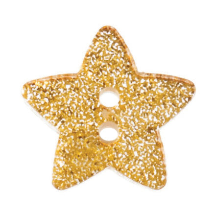 2 Hole Glitter Star Button - 18mm - Gold [LF33.7]