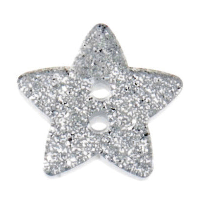 2 Hole Glitter Star Button - 18mm - Silver [LC10.6]