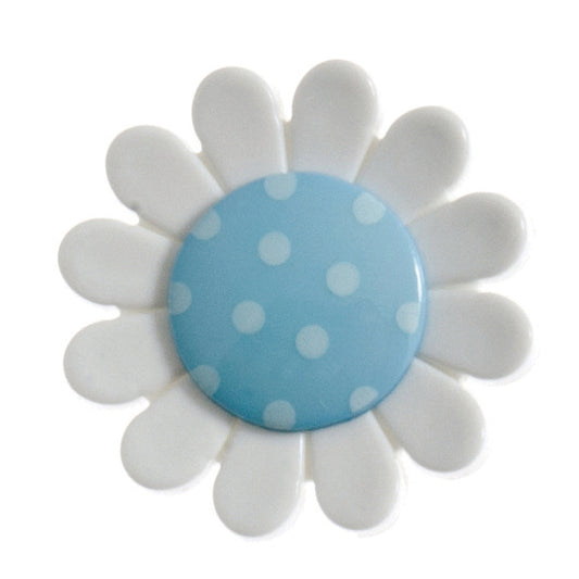 Daisy Shank Flower Button - 23mm - Light Blue