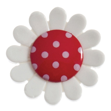 Daisy Shank Flower Button - 23mm - Red [LC7.3]