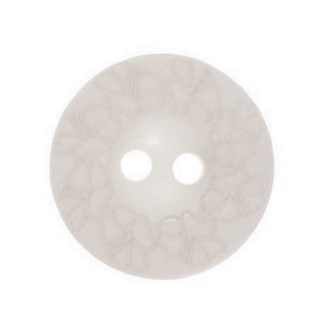 Debossed 2 Hole Flower Design Button - 15mm - White [LH1.7]