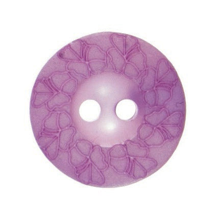 Debossed 2 Hole Flower Design Button - 15mm - Lilac [LC6.4]