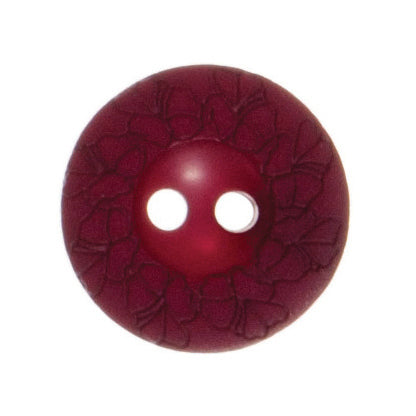 Debossed 2 Hole Flower Design Button - 15mm - Burgundy [LC4.8]