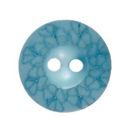 Debossed 2 Hole Flower Design Button - 15mm - Light Blue [LC4.6]