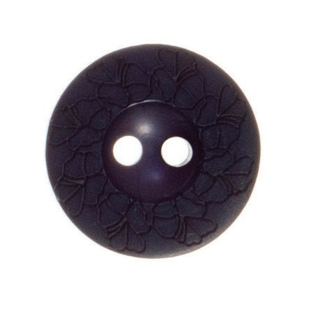 Debossed 2 Hole Flower Design Button - 15mm - Dark Blue [LC19.2]