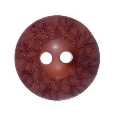 Debossed 2 Hole Flower Design Button - 15mm - Brown [LC26.6]