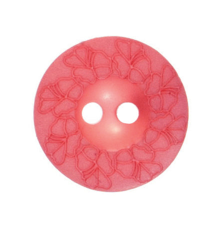 Debossed 2 Hole Flower Design Button - 15mm - Light Pink [LC11.6]