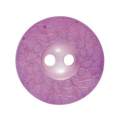 Debossed 2 Hole Flower Design Button - 18mm - Lilac