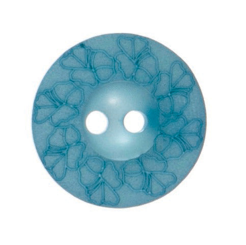 Debossed 2 Hole Flower Design Button - 18mm - Light Blue [LC29.7]