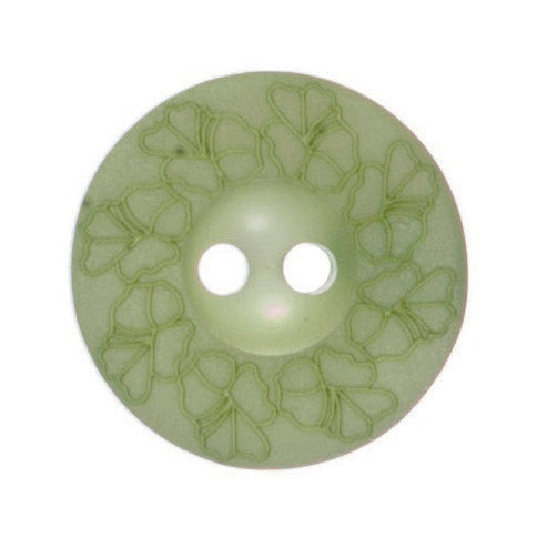 Debossed 2 Hole Flower Design Button - 18mm - Light Green [LC27.4]