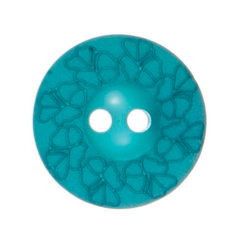 Debossed 2 Hole Flower Design Button - 18mm - Aqua Blue [LC8.1]