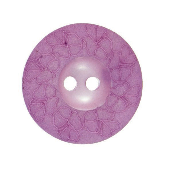 Debossed 2 Hole Flower Design Button - 22mm - Lilac