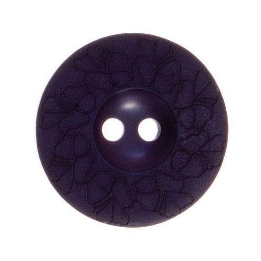 Debossed 2 Hole Flower Design Button - 22mm - Blue/Black