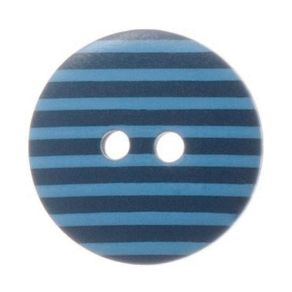 2 Hole Two Tone Thin Striped Button - 18mm - Dark Blue [LC14.8]