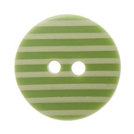 2 Hole Two Tone Thin Striped Button - 18mm - Green