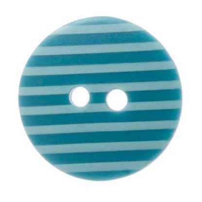 2 Hole Two Tone Thin Striped Button - 18mm - Aqua Green [LC6.3]