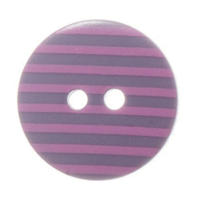 2 Hole Two Tone Thin Striped Button - 18mm - Light Pink