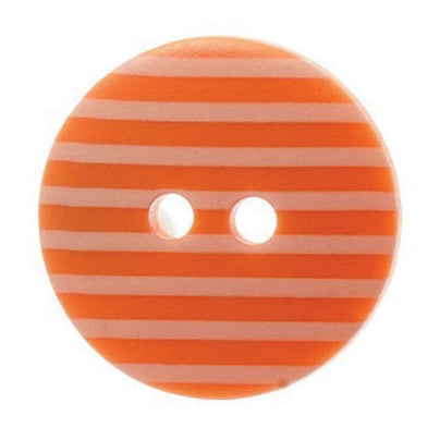 2 Hole Two Tone Thin Striped Button - 18mm - Orange [LC16.2]