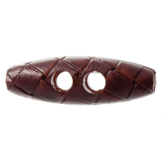 Imitation Leather 2 Hole Toggle Button - 30mm - Red-Brown [LD16.8]