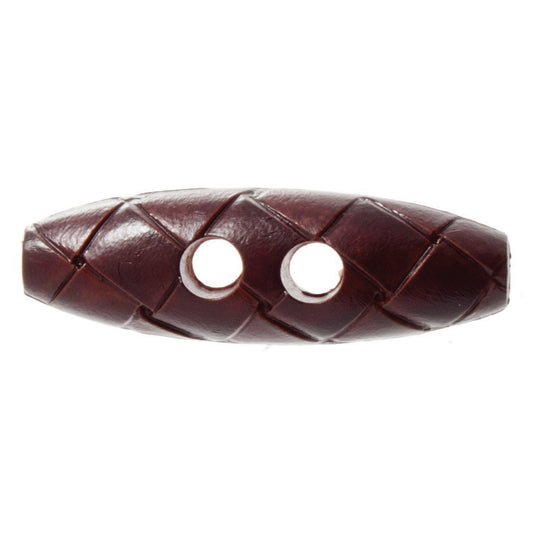 Imitation Leather 2 Hole Toggle Button - 40mm - Red-Brown [LD16.5]