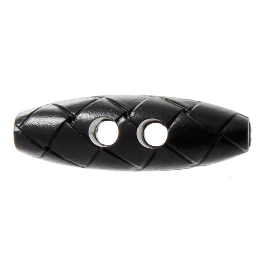 Imitation Leather 2 Hole Toggle Button - 40mm - Black [LD17.7]