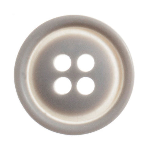 4 Hole Raised Rim with White Detail Button - 15mm - Grey [LD16.3]