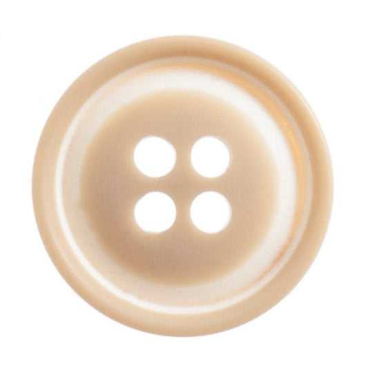 4 Hole Raised Rim with White Detail Button - 18mm - Beige [LD17.5]