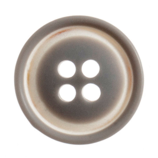 4 Hole Raised Rim with White Detail Button - 18mm - Grey [LD17.3]