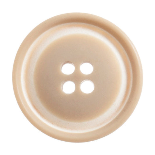 4 Hole Raised Rim with White Detail Button - 23mm - Beige [LD18.3]