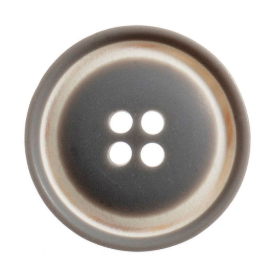 4 Hole Raised Rim with White Detail Button - 23mm - Grey [LD16.4]