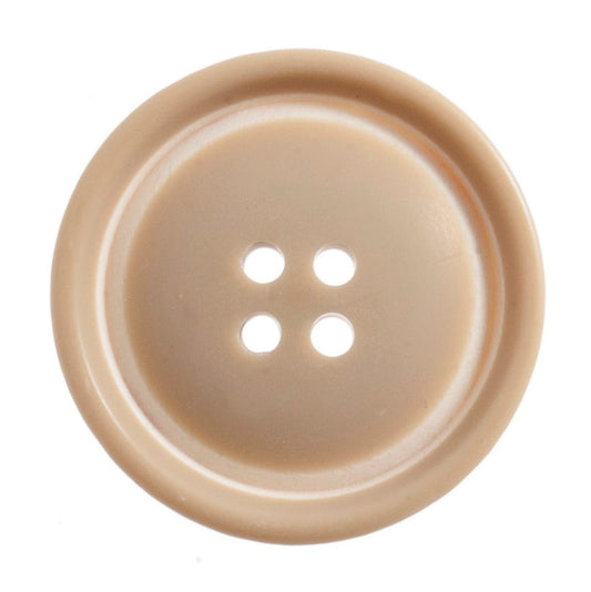 4 Hole Raised Rim with White Detail Button - 28mm - Beige [LD19.6]