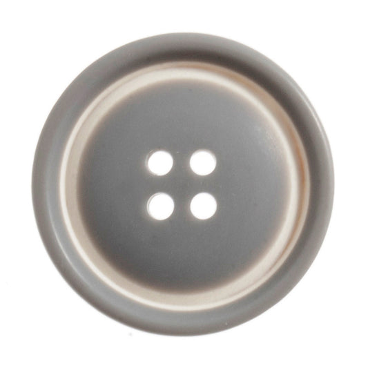4 Hole Raised Rim with White Detail Button - 28mm - Grey [LD18.5]